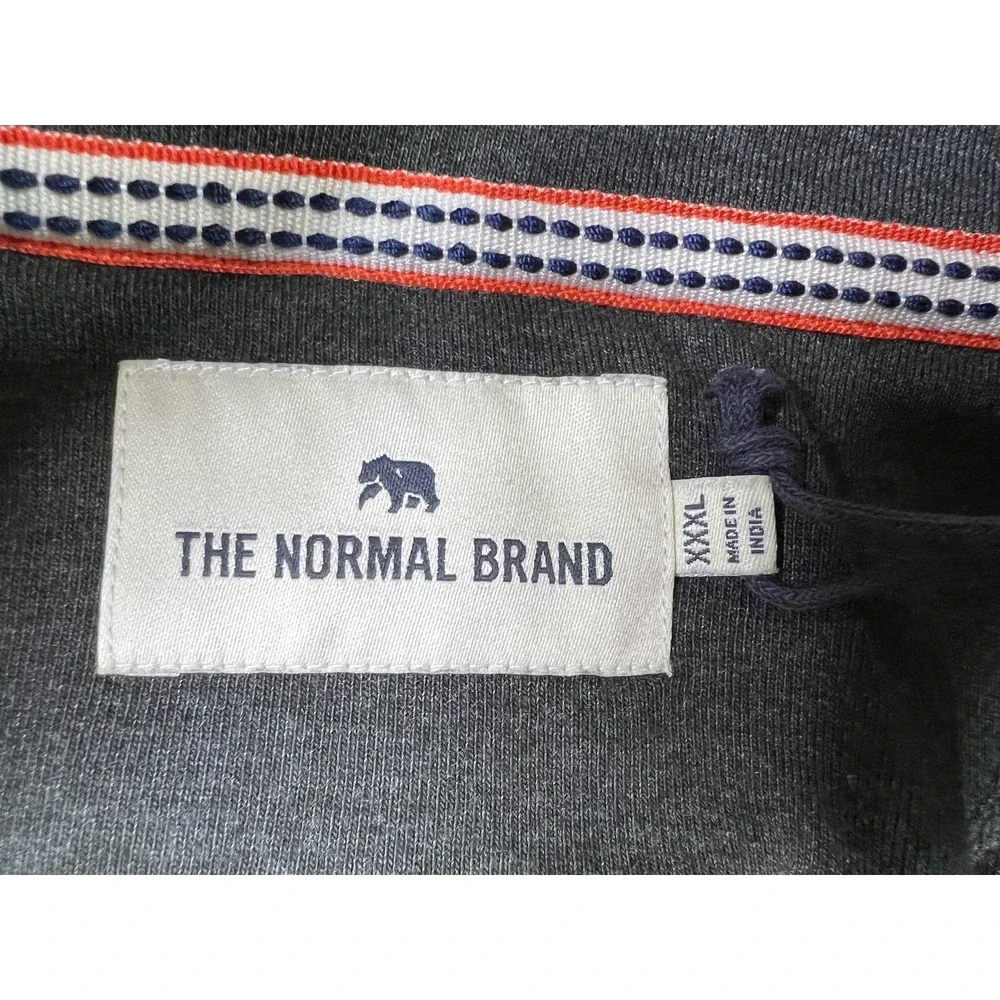 The Normal Brand Sweatshirt Mens 3XL Gray Puremeso Henley Mock‎ Neck Pullover